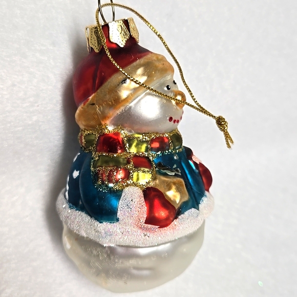 3 Vintage Christmas Ornaments Set Snowman 3½" Glass Christmas Tree Decor Holiday - Picture 7 of 16